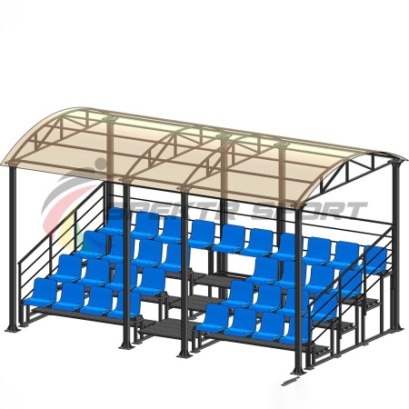 Купить Трибуна для зрителей 4 ряда на 34 места с навесом и перилами в Тамбове 